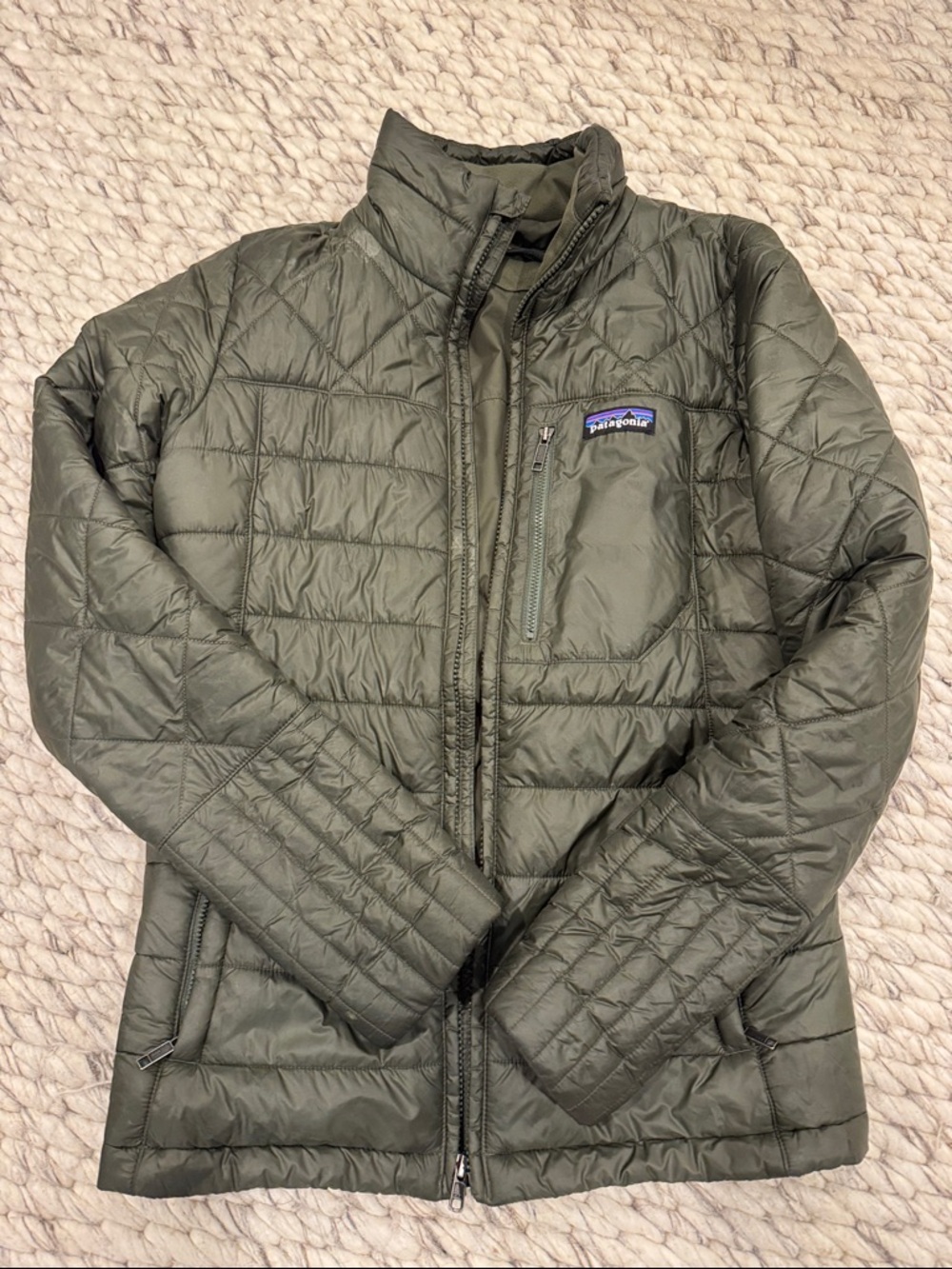 Patagonia Olive Quilted Lightweight Puffer Jacket